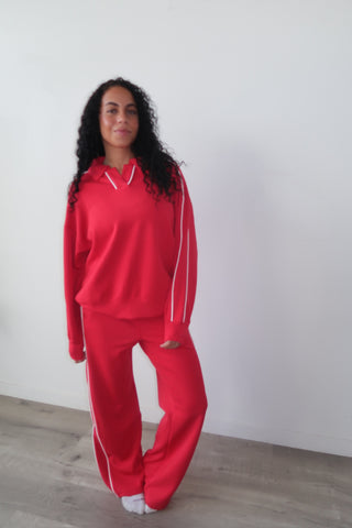Modal Red Side Stripe Track Pants