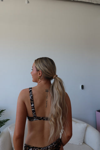 Cheetah Underwire Cutout Bikini Top