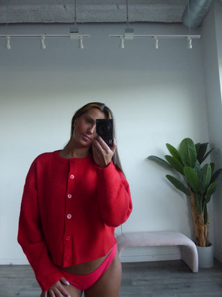 Red Button Down Sweater