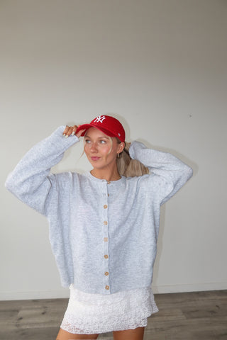 Heather Grey Button Down Cardigan