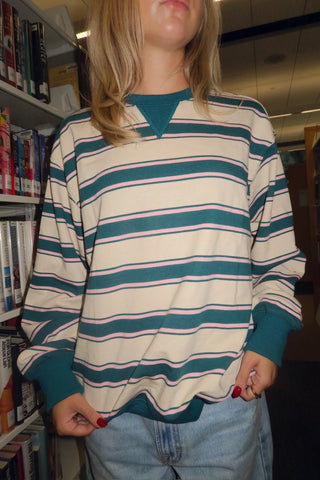 Oversized Retro Striped Crewneck