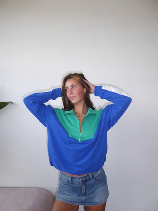 Blue & Green Combo Half Zip