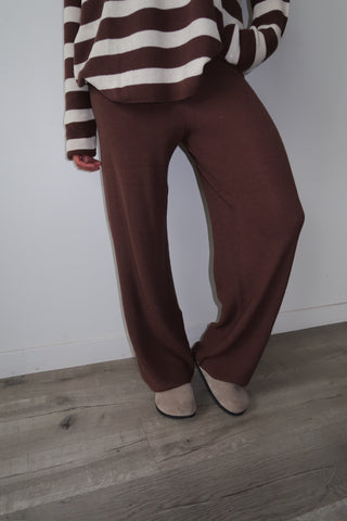 Knit Brown Wide Leg Pants