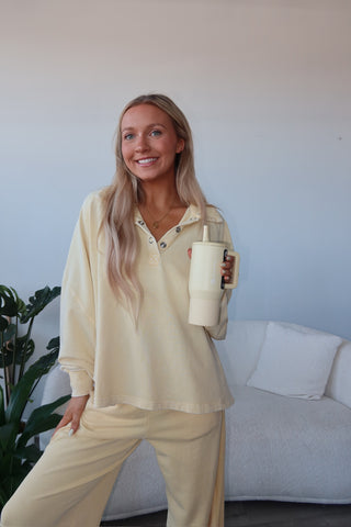 *PRE-ORDER* - Yellow French Terry Henley Sweatshirt