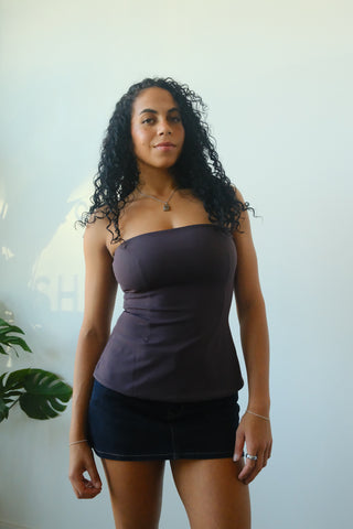 Plum Flare Strapless Top