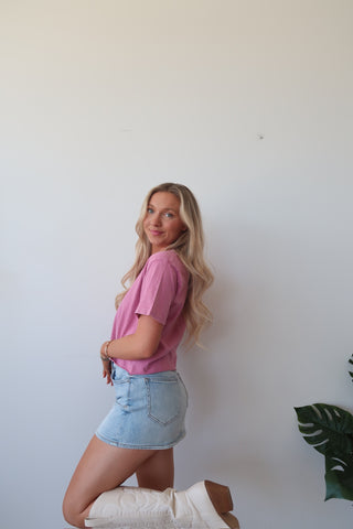 Pink Western Trio Cropped Tee Shirt