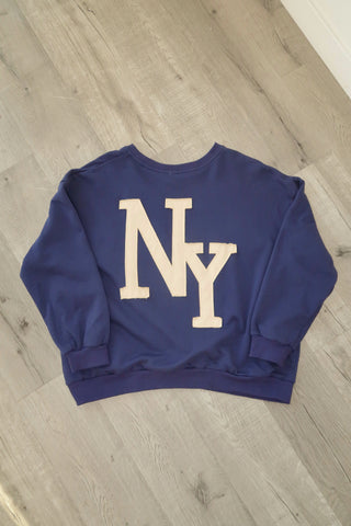 Navy NY Patchwork Crewneck