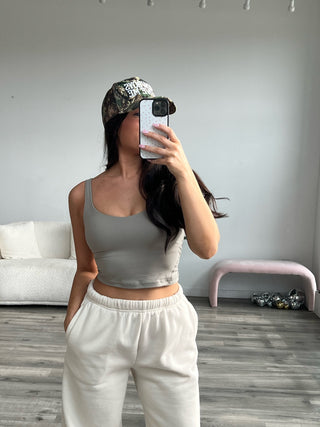 Stone Taupe V-Neck Butter Soft Tank Top