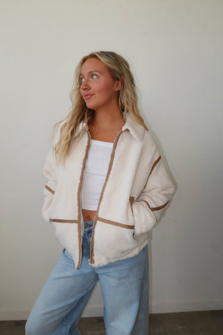 Sherpa Jacket With Suede Trim
