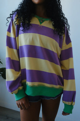 Oversized Colorblock Stripe Sweatshirt