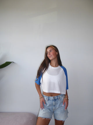 Cropped Jersey With Blue Sleeves