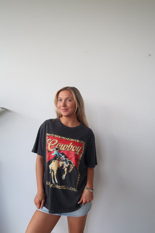 Charcoal Cowgirl Leopard Frame Tee Shirt