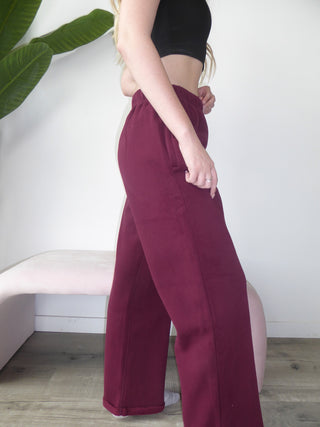 Black Cherry Staple Wide Leg Sweatpants