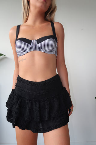 Black And White Gingham Underwire Bikini Top