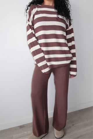 Knit Brown Striped Long Sleeve