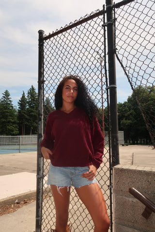 Burgundy Soft V-Neck Sweater