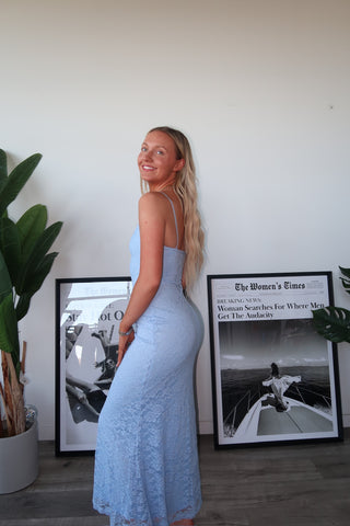 Blue Lace Maxi Dress