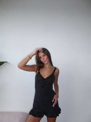 Polkadot Mini Dress With Lace Detail