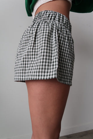 Green Gingham Micro Shorts