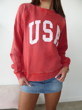 Red USA Crewneck Sweatshirt