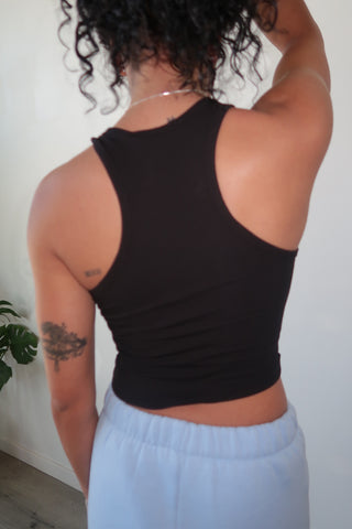 Black High Neck Cropped Tank