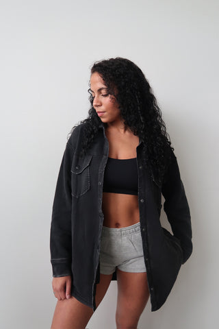 Snap On Shacket With Pockets