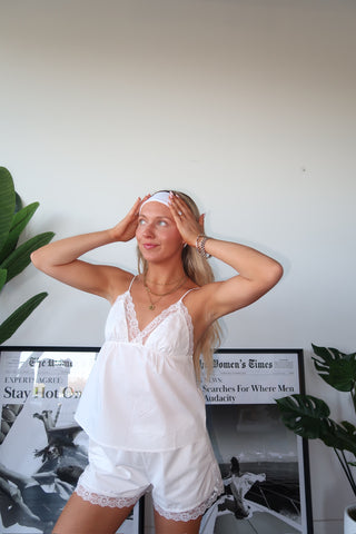 White Lace Trim Tank Top