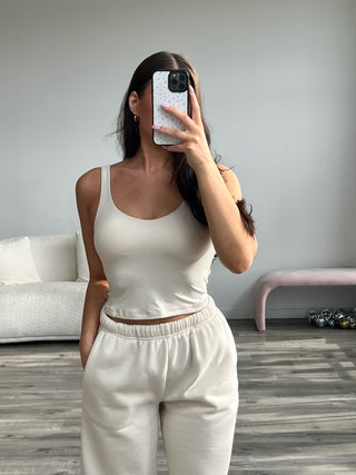 White Pearl V-Neck Butter Soft Tank Top