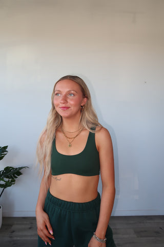 Hunter Green Studio Wavy Bra Top