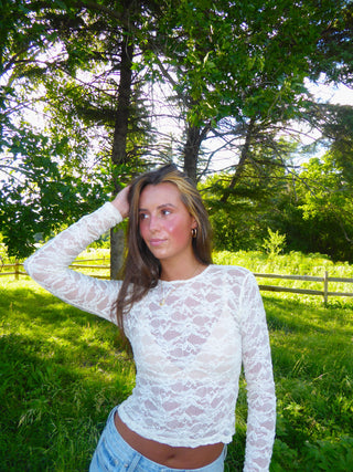 Cream Mesh Long Sleeve