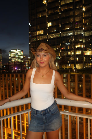 White Tie Back Thick Strap Bodysuit