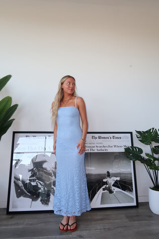 Blue Lace Maxi Dress
