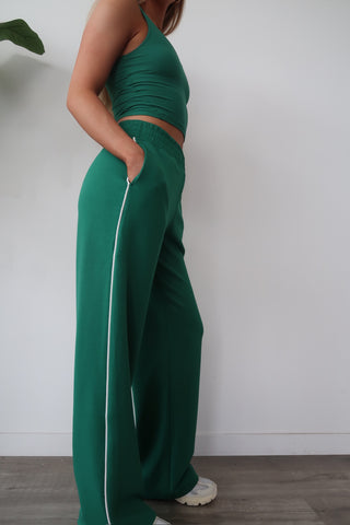 Modal Green Flowy Side Stripe Track Pants