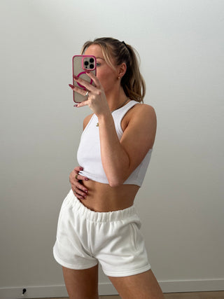 White Staple Shorts
