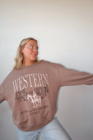 “Western” Embroidered Crewneck