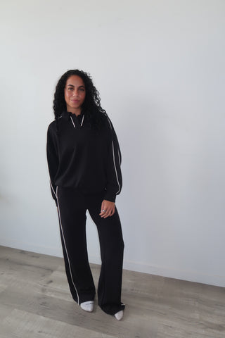 Modal Black Flowy Side Stripe Track Pants
