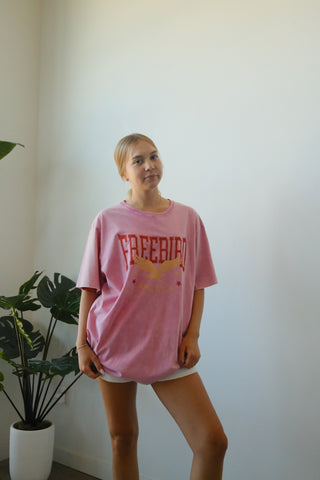 Pink Freebird 1977 American Oversized Tee Shirt