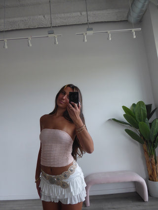 Blush Pink Lace Tube Top
