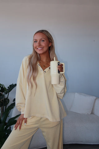 Yellow French Terry Henley Sweatshirt