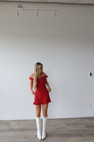 Red Sleeveless Ruffle Neck Mini Dress