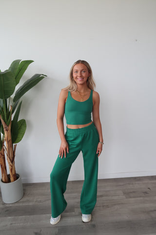 Modal Green Flowy Side Stripe Track Pants
