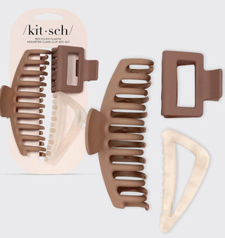 Kitsch Assorted Claw Clips 3pc Set - Neutral