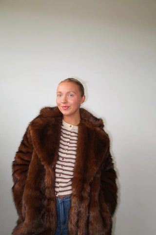 Full Length Chocolate Faux Fur Coat