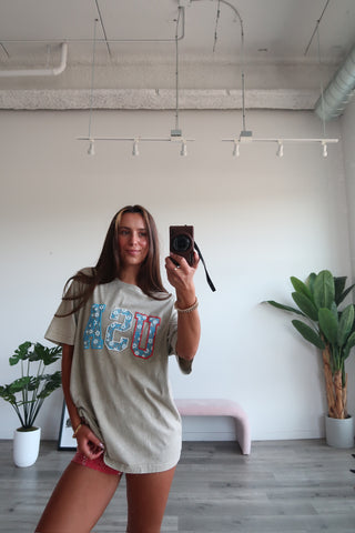 USA Floral Oversized Tee Shirt