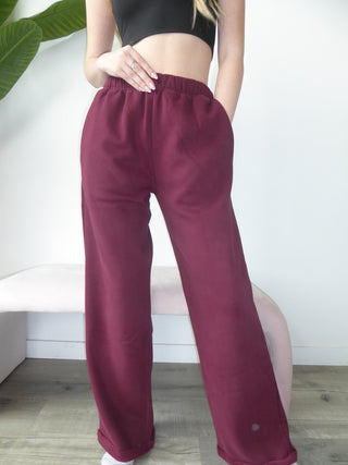 Black Cherry Staple Wide Leg Sweatpants