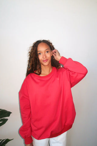 Dusty Red LA Patchwork Crewneck