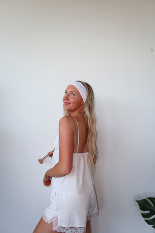 White Lace Trim Tank Top