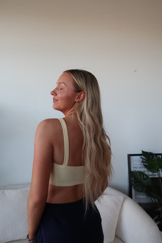 Pastel Yellow Ribbed Bra Top