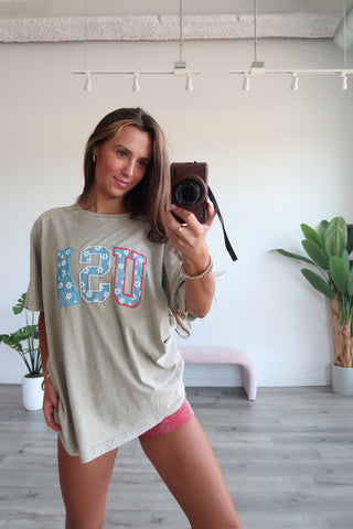USA Floral Oversized Tee Shirt