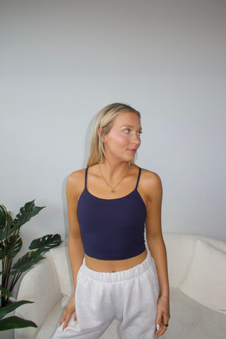 Navy Butter Soft Cropped Tank Top